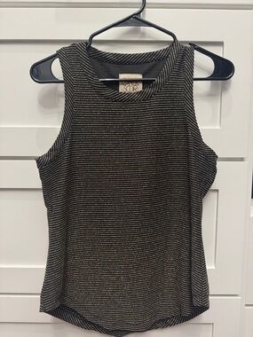 CHASER Sleeveless Gold Metallic Stripe Tank Top - Black & Gold SZ S